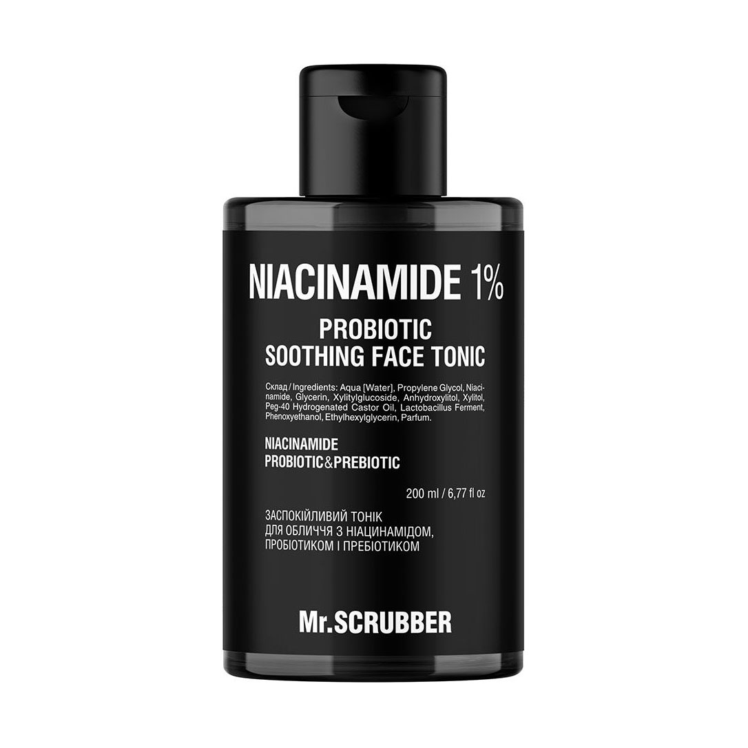 Заспокійливий тонік для обличчя Mr.Scrubber Soothing Face Tonic Niacinamide 1% з ніацинамідом, пробіотиком і пребіотиком, 200 мл